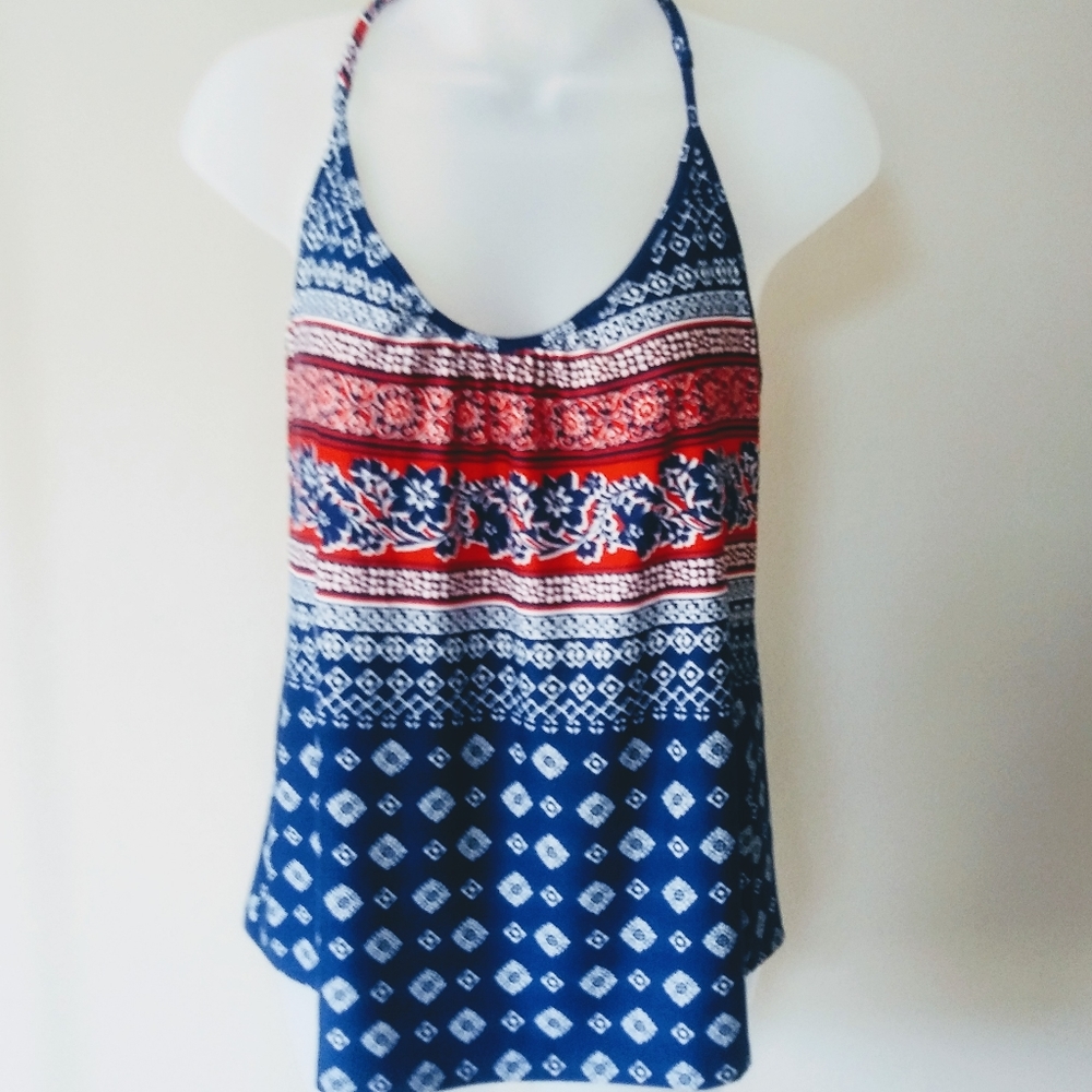 Nordstrom In Bloom Red/White/Blue Racer Back Tank